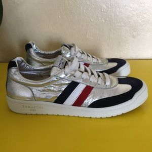 Serafini court silver leather sneakers